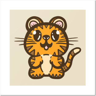 Cute Baby Tiger Cartoon Illustration Posters and Art